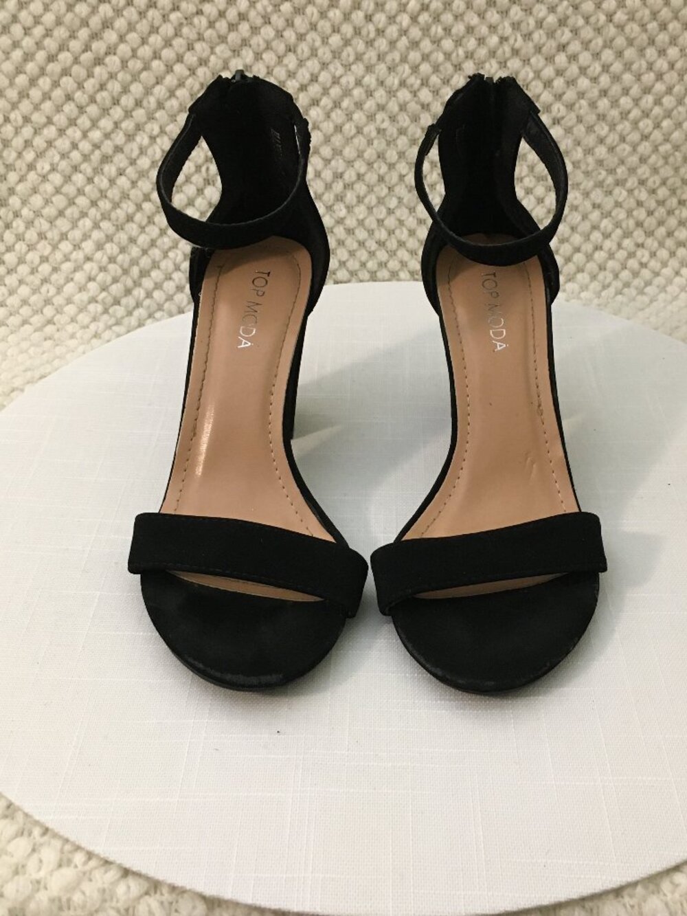 Women Shoes Block Heel Black Suede Flirty Trendy Dress 6US
